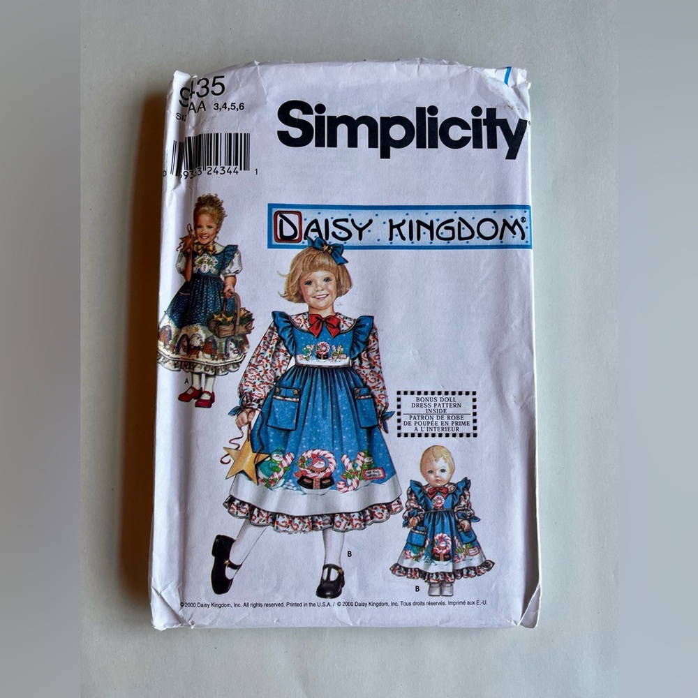 Simplicity 9435 Pattern 'Daisy Kingdom' Childs Dress & Pinafore w/18" Doll Dress